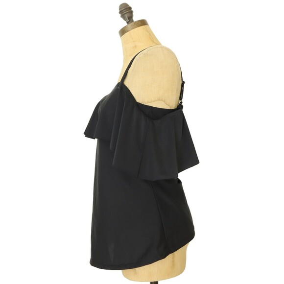 Mermaid Maternity Ruffle Bandeau Tankini Swim Top Size S Black NWD B59 - Picture 5 of 6